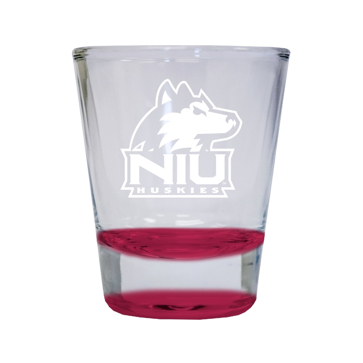Northern Illinois Huskies Etched Round Shot Glass 2 Oz Red