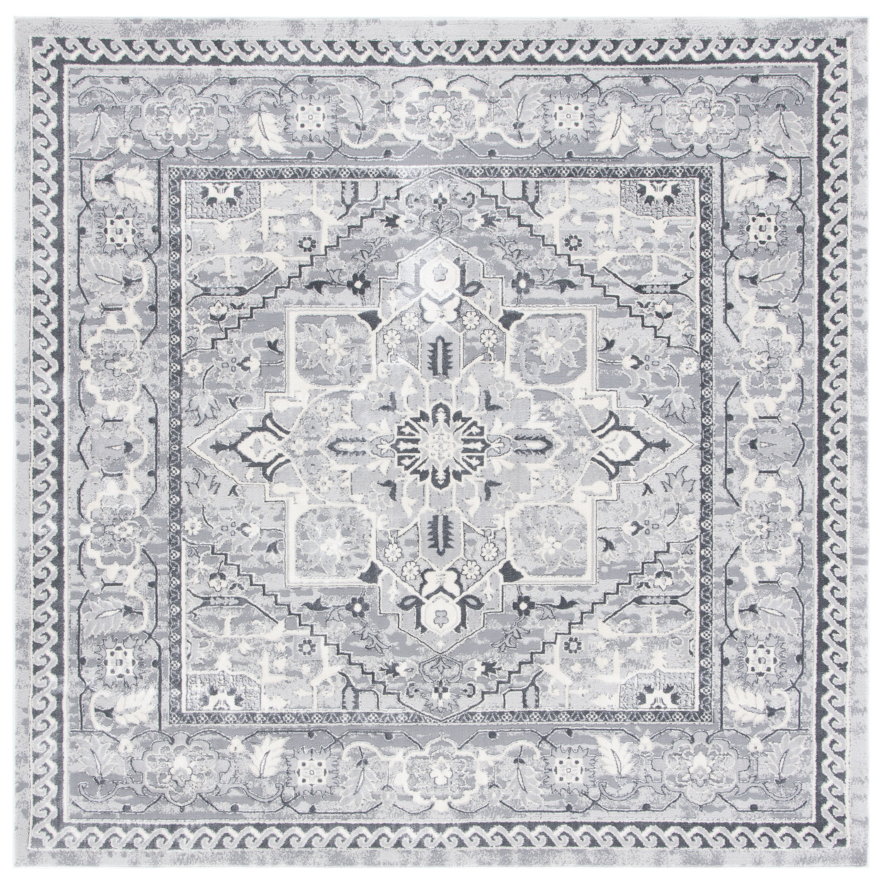 SAFAVIEH Alhambra Collection ALH610A Cream / Grey Rug - 6-7 X 6-7 Square