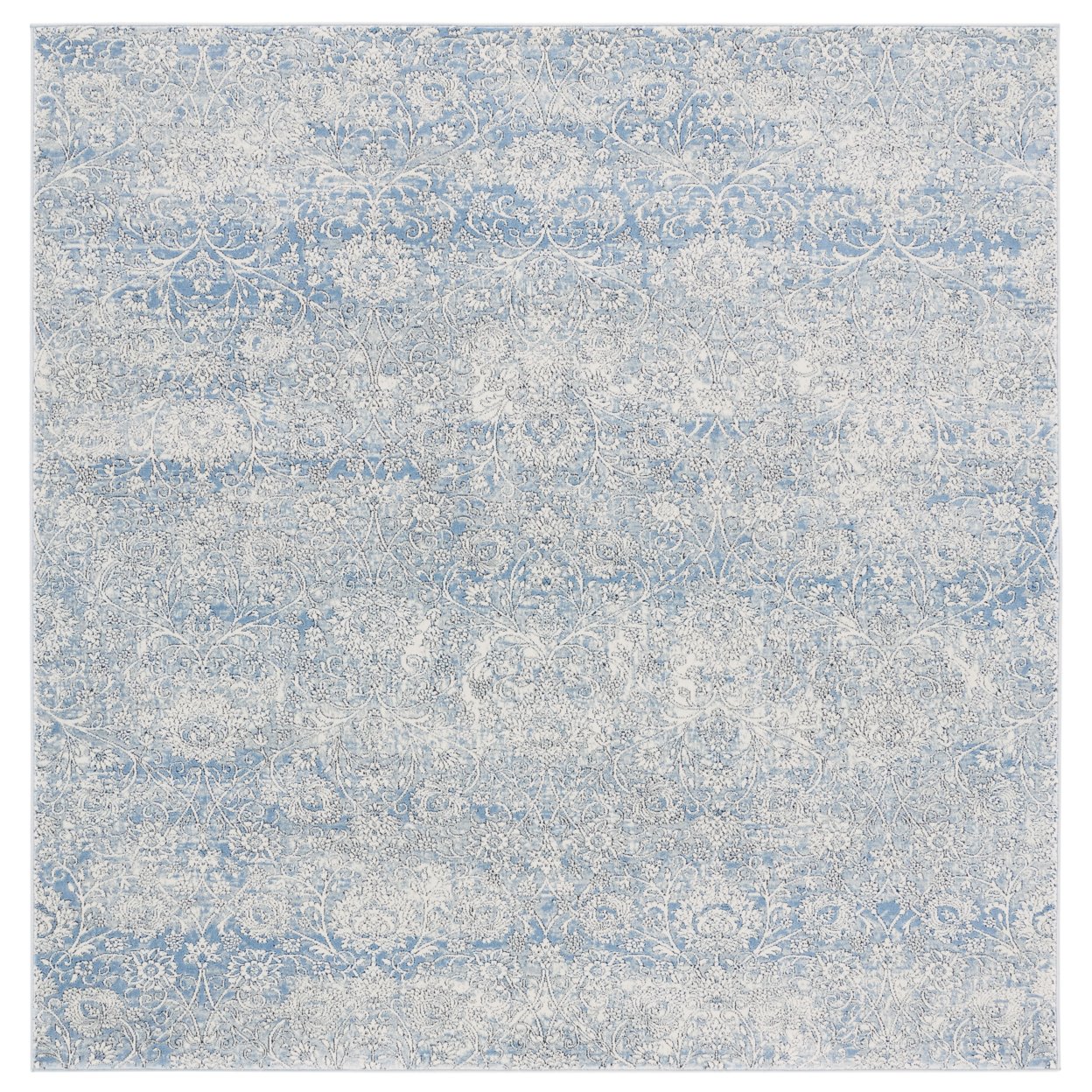 SAFAVIEH Alhambra Collection ALH617B Ivory / Blue Rug - 6-7 X 6-7 Square