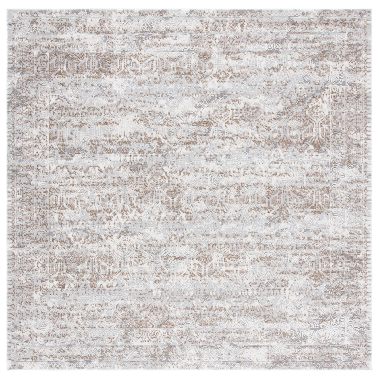 SAFAVIEH Alhambra Collection ALH625F Grey / Brown Rug - 6-7 X 6-7 Square