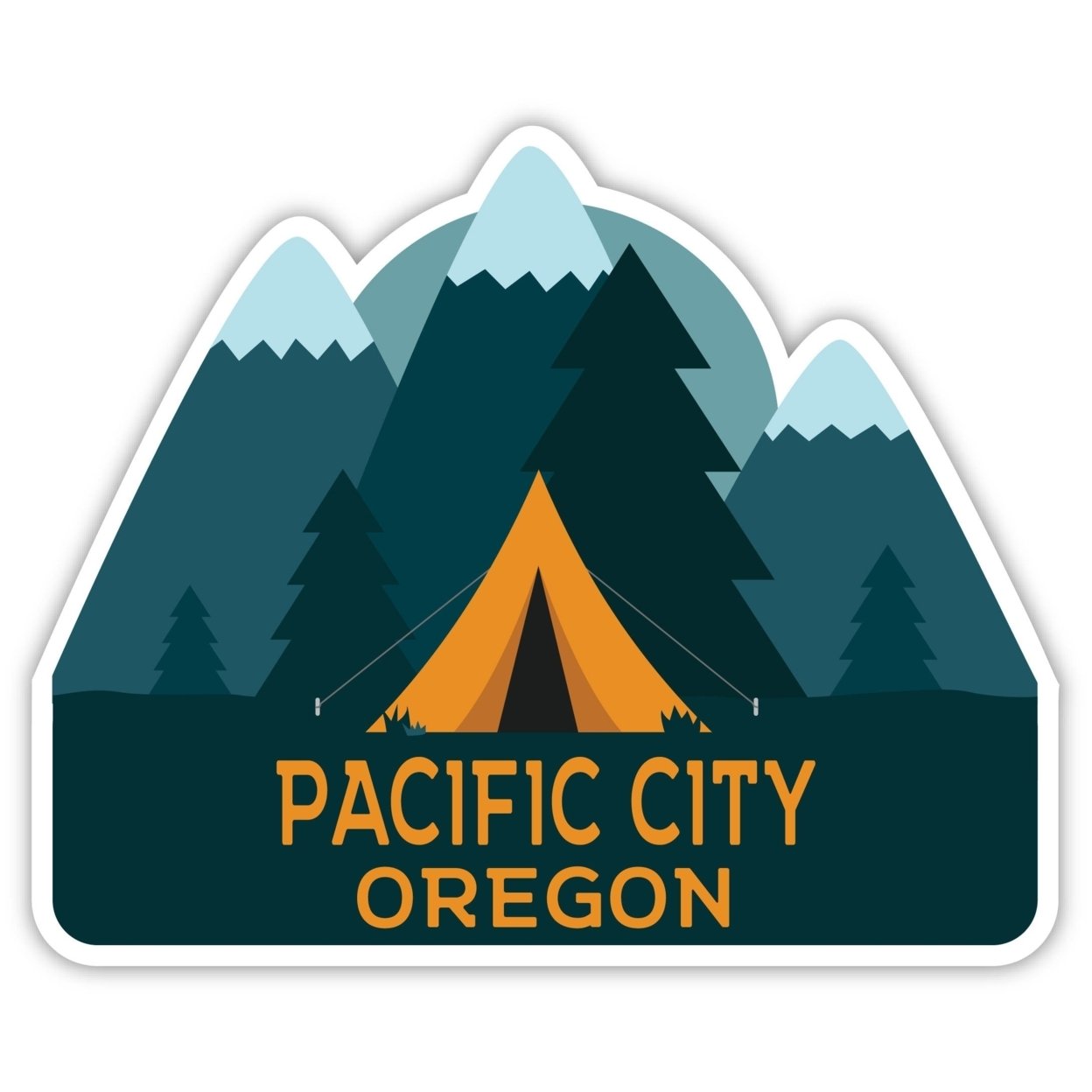 Pacific City Oregon Souvenir Decorative Stickers (Choose Theme And Size) - Single Unit, 2-Inch, Tent