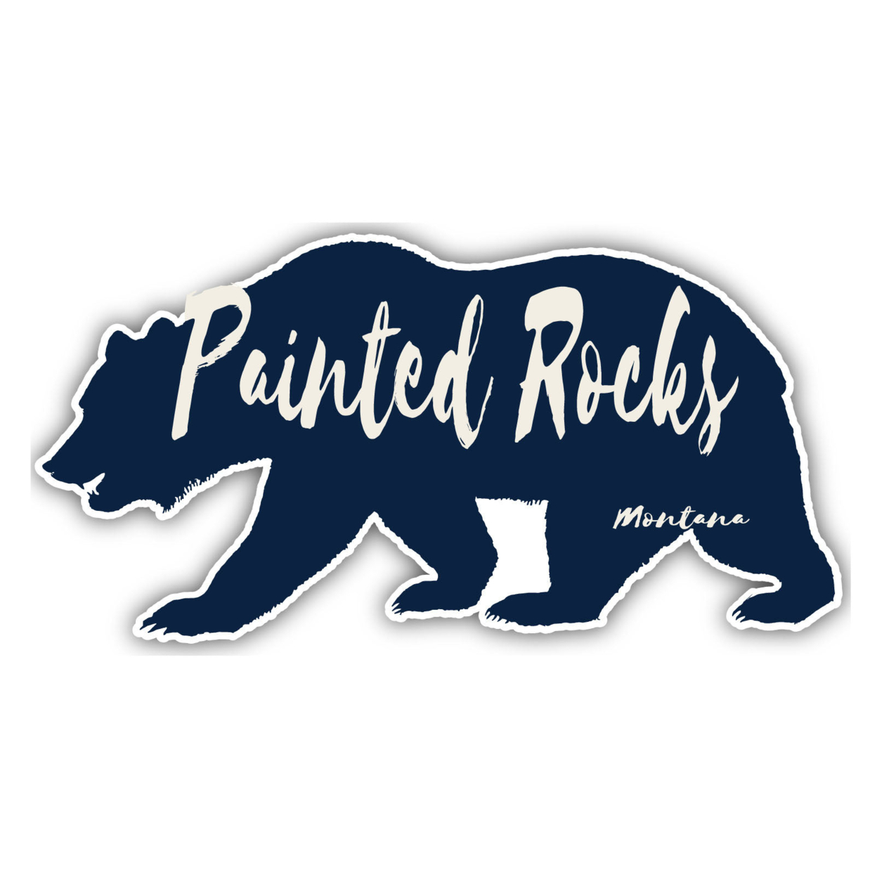 Painted Rocks Montana Souvenir Decorative Stickers (Choose Theme And Size) - Single Unit, 4-Inch, Bear