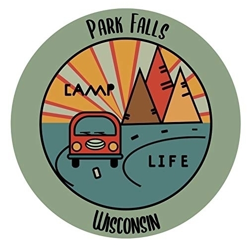 Park Falls Wisconsin Souvenir Decorative Stickers (Choose Theme And Size) - Single Unit, 4-Inch, Camp Life