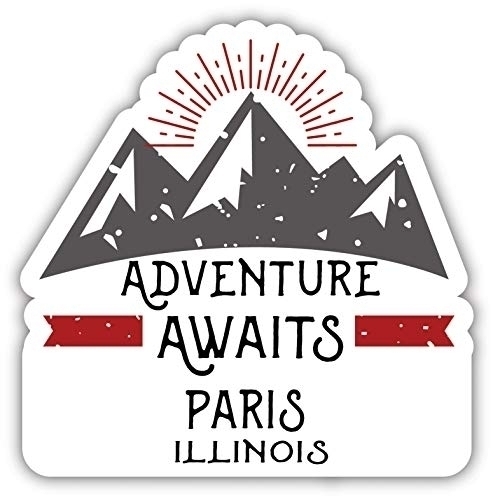 Paris Illinois Souvenir Decorative Stickers (Choose Theme And Size) - Single Unit, 4-Inch, Adventures Awaits