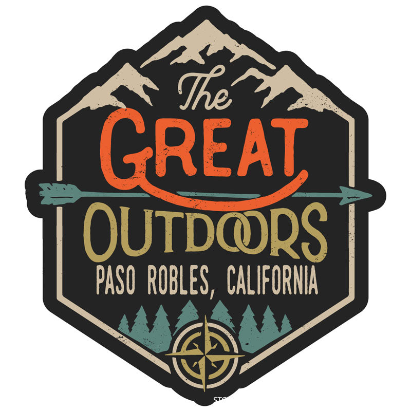 Paso Robles California Souvenir Decorative Stickers (Choose Theme And Size) - Single Unit, 4-Inch, Great Outdoors