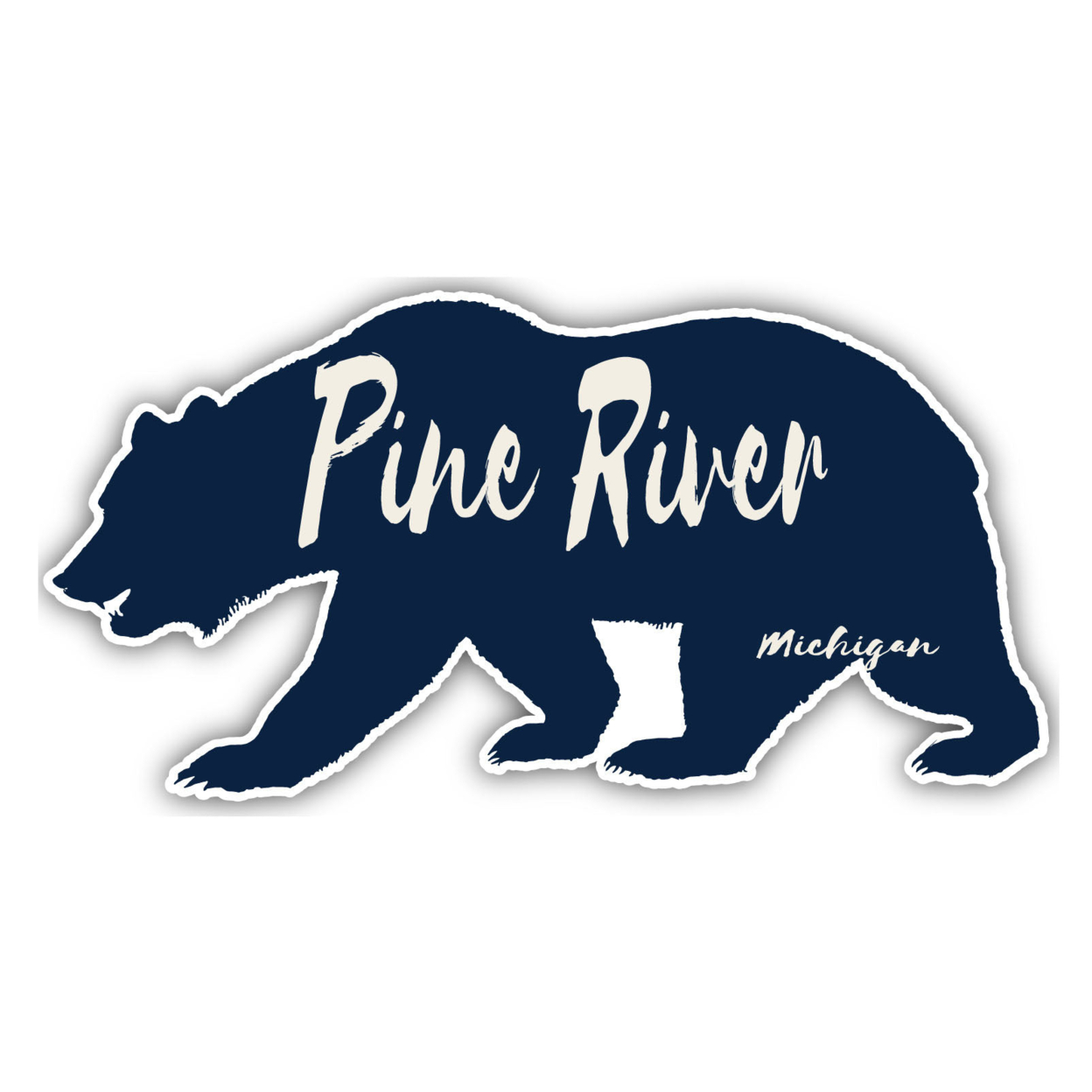 Pine River Michigan Souvenir Decorative Stickers (Choose Theme And Size) - Single Unit, 2-Inch, Bear