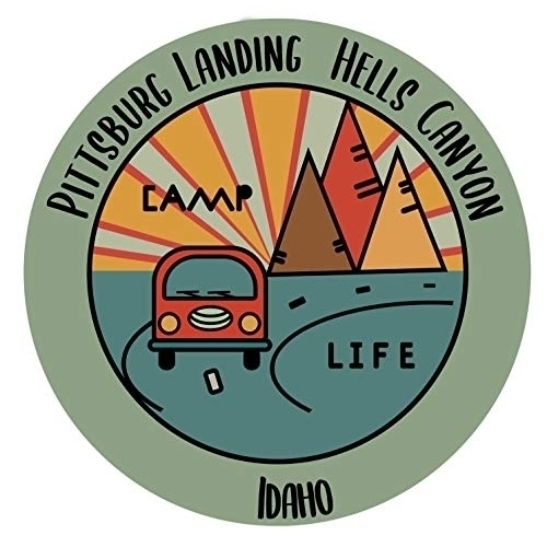 Pittsburg Landing Hells Canyon Idaho Souvenir Decorative Stickers (Choose Theme And Size) - Single Unit, 4-Inch, Camp Life