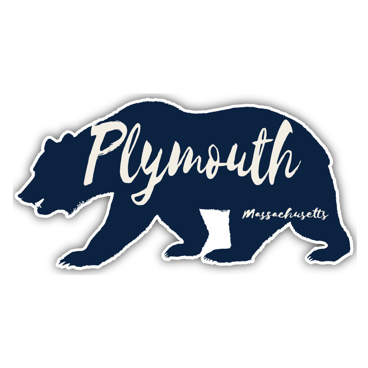 Plymouth Massachusetts Souvenir Decorative Stickers (Choose Theme And Size) - Single Unit, 4-Inch, Bear