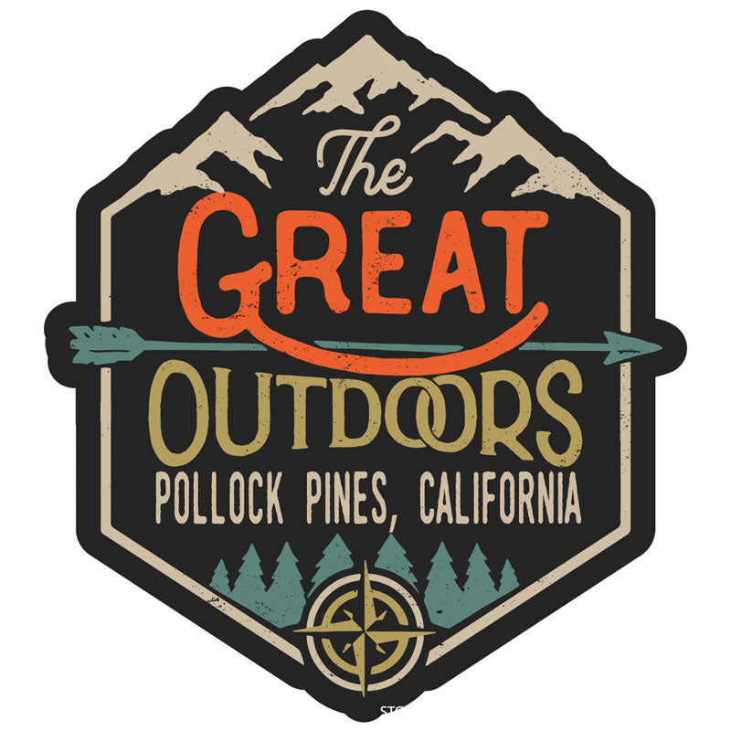 Pollock Pines California Souvenir Decorative Stickers (Choose Theme And Size) - Single Unit, 4-Inch, Great Outdoors