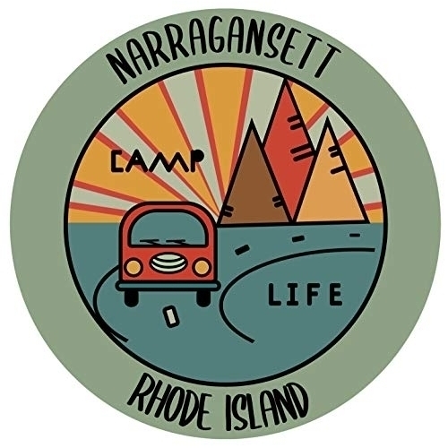 Narragansett Rhode Island Souvenir Decorative Stickers (Choose Theme And Size) - Single Unit, 2-Inch, Camp Life