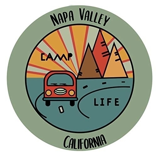 Napa Valley California Souvenir Decorative Stickers (Choose Theme And Size) - Single Unit, 4-Inch, Great Outdoors