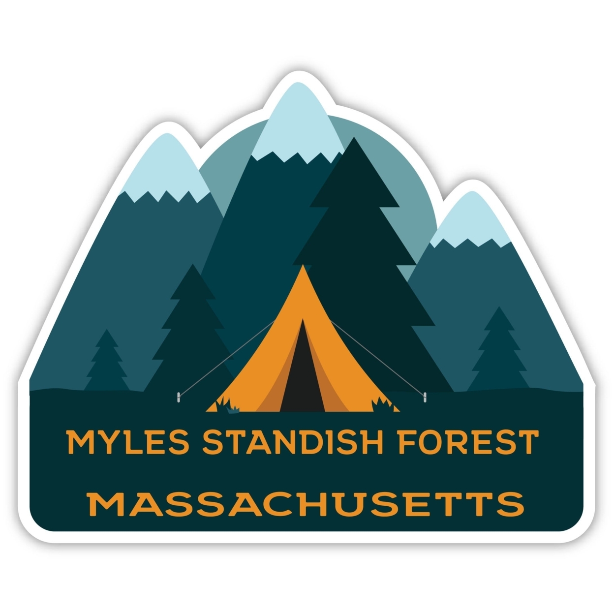 Myles Standish Forest Massachusetts Souvenir Decorative Stickers (Choose Theme And Size) - Single Unit, 4-Inch, Tent