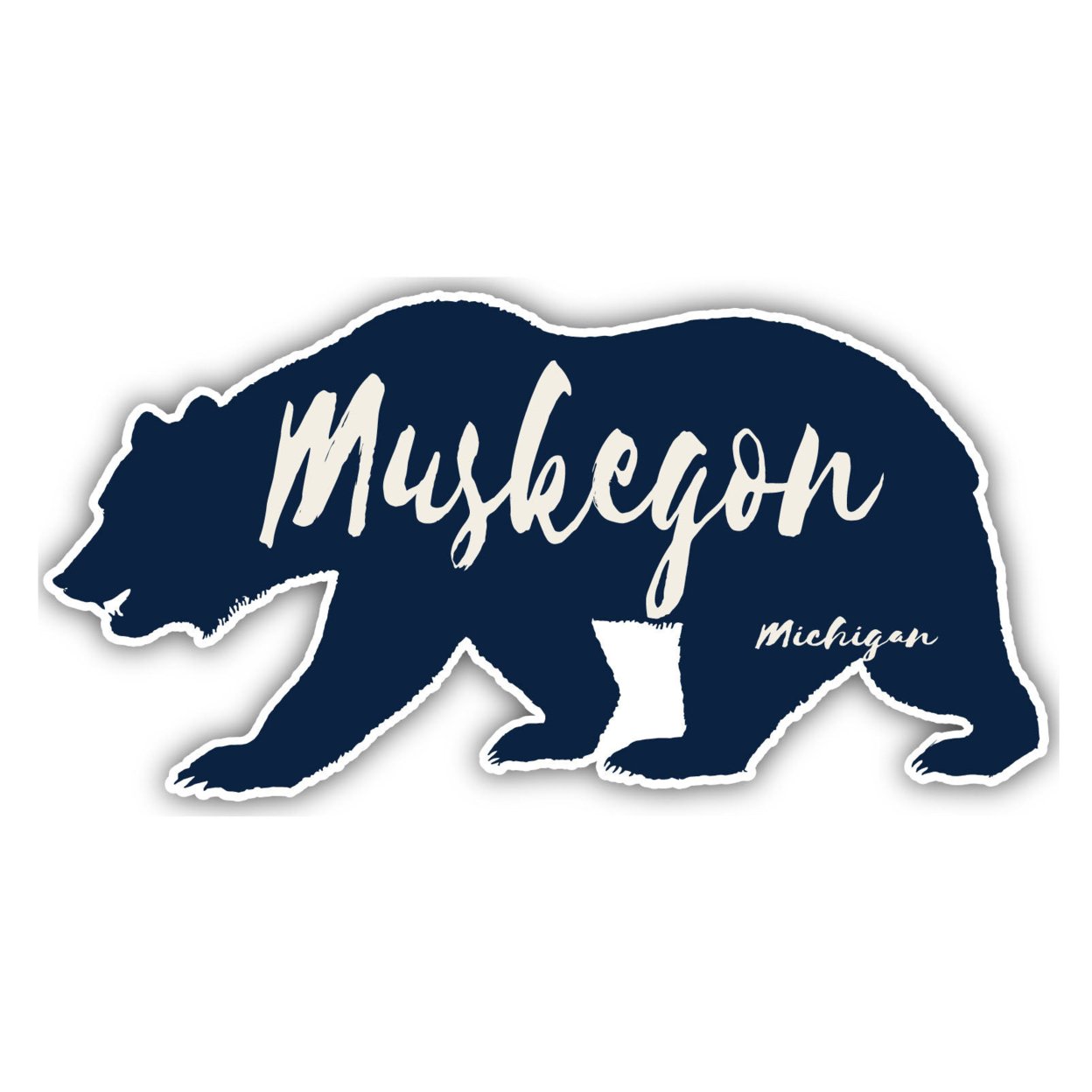 Muskegon Michigan Souvenir Decorative Stickers (Choose Theme And Size) - Single Unit, 4-Inch, Bear