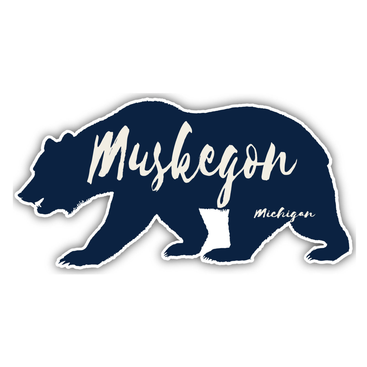 Muskegon Michigan Souvenir Decorative Stickers (Choose Theme And Size) - Single Unit, 2-Inch, Bear