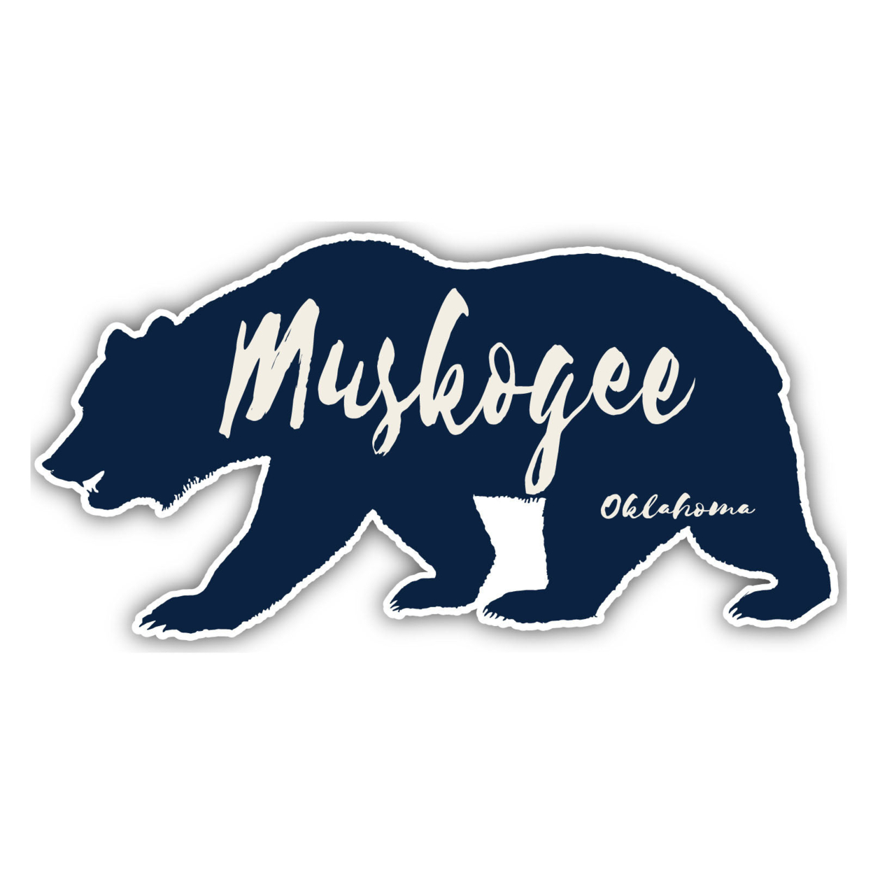 Muskogee Oklahoma Souvenir Decorative Stickers (Choose Theme And Size) - Single Unit, 4-Inch, Bear