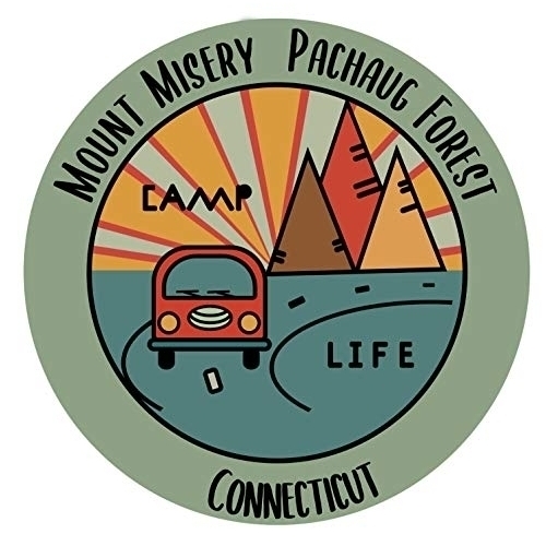 Mount Misery Pachaug Forest Connecticut Souvenir Decorative Stickers (Choose Theme And Size) - Single Unit, 2-Inch, Camp Life