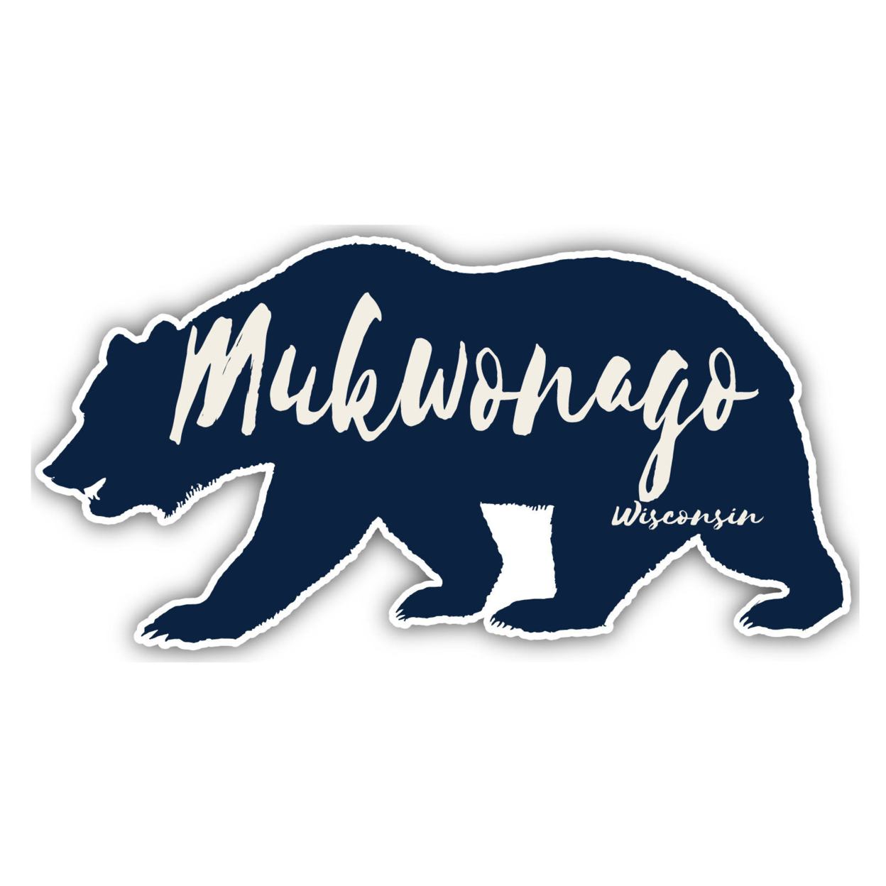 Mukwonago Wisconsin Souvenir Decorative Stickers (Choose Theme And Size) - Single Unit, 4-Inch, Bear