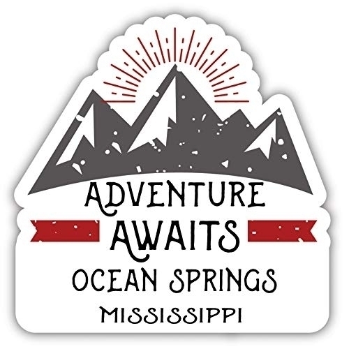 Ocean Springs Mississippi Souvenir Decorative Stickers (Choose Theme And Size) - Single Unit, 4-Inch, Adventures Awaits