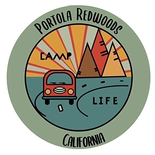 Portola Redwoods California Souvenir Decorative Stickers (Choose Theme And Size) - Single Unit, 4-Inch, Camp Life