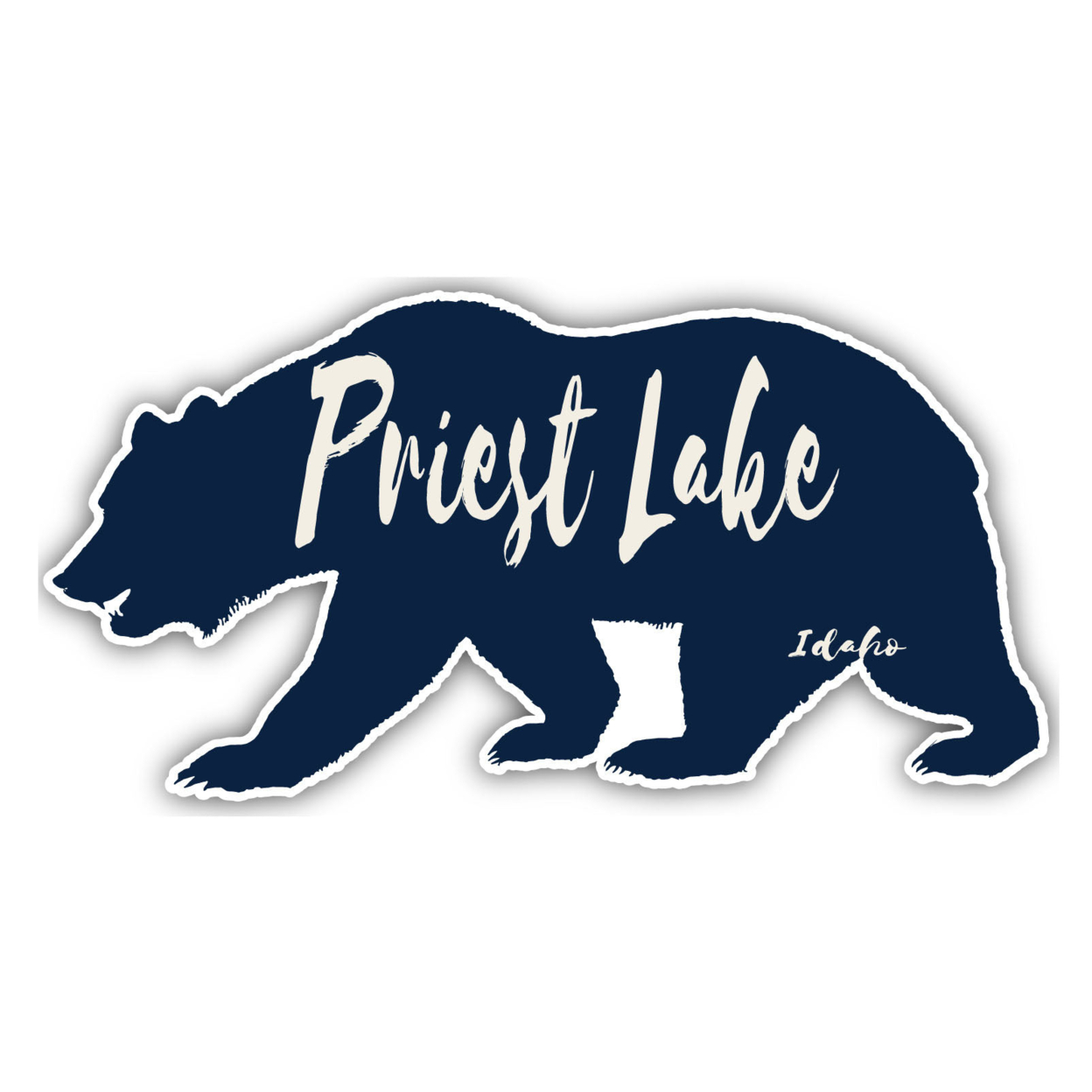 Priest Lake Idaho Souvenir Decorative Stickers (Choose Theme And Size) - Single Unit, 4-Inch, Bear