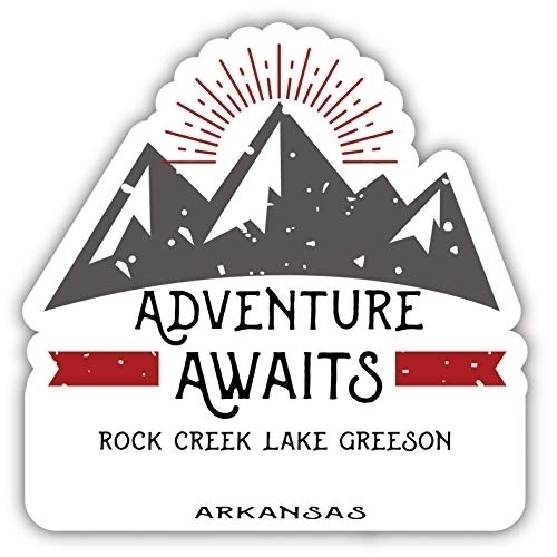 Rock Creek Lake Greeson Arkansas Souvenir Decorative Stickers (Choose Theme And Size) - Single Unit, 4-Inch, Adventures Awaits