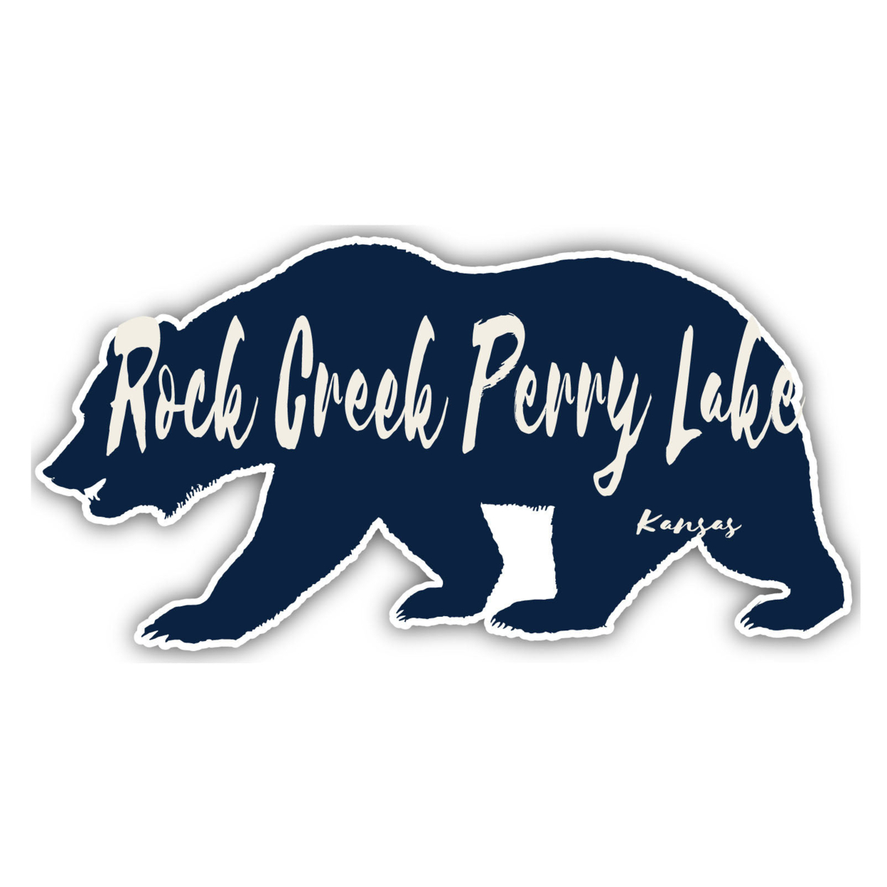 Rock Creek Perry Lake Kansas Souvenir Decorative Stickers (Choose Theme And Size) - Single Unit, 4-Inch, Bear