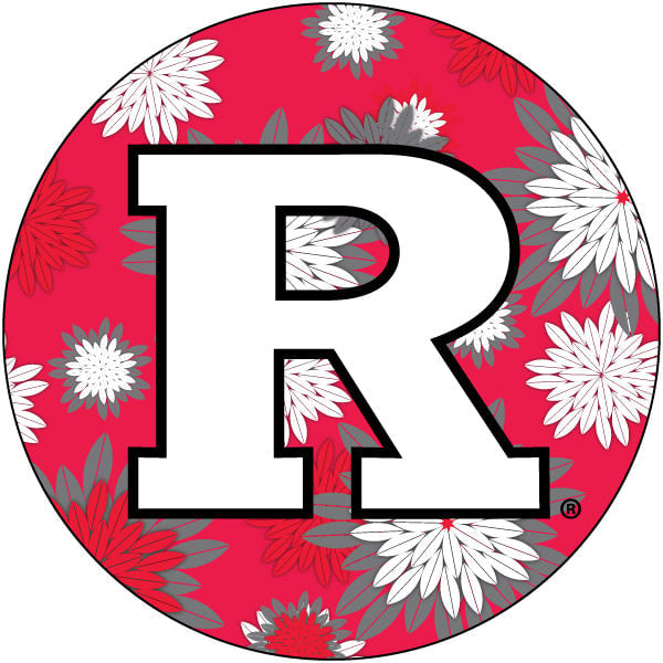 Rutgers Scarlet Knights NCAA Collegiate Trendy Floral Flower Fashion Pattern 4 Inch Round Decal Sticker