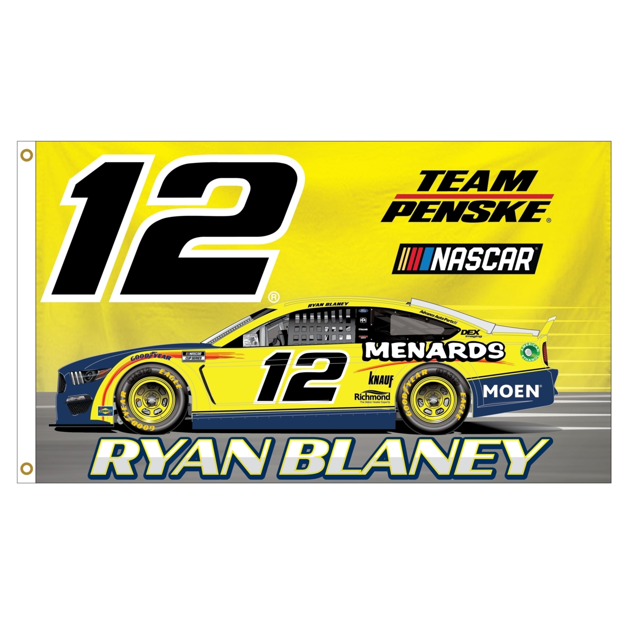 R And R Imports, Inc Ryan Blaney #12 3' X 5' Flag With Car New For 2021