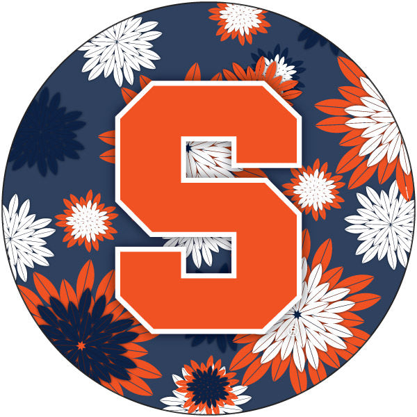 Syracuse Orange NCAA Collegiate Trendy Floral Flower Fashion Pattern 4 Inch Round Decal Sticker