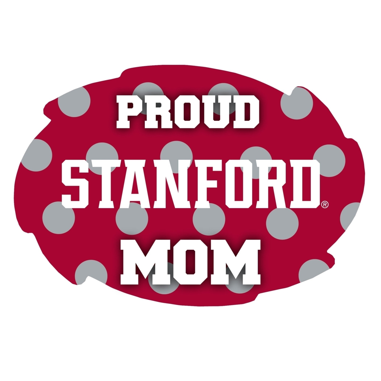 Stanford University NCAA Collegiate Trendy Polka Dot Proud Mom 5 X 6 Swirl Decal Sticker