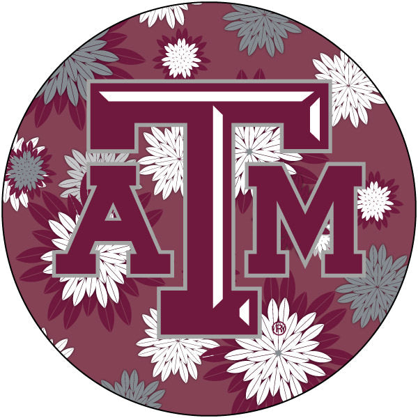 Texas A&M Aggies NCAA Collegiate Trendy Floral Flower Fashion Pattern 4 Inch Round Decal Sticker