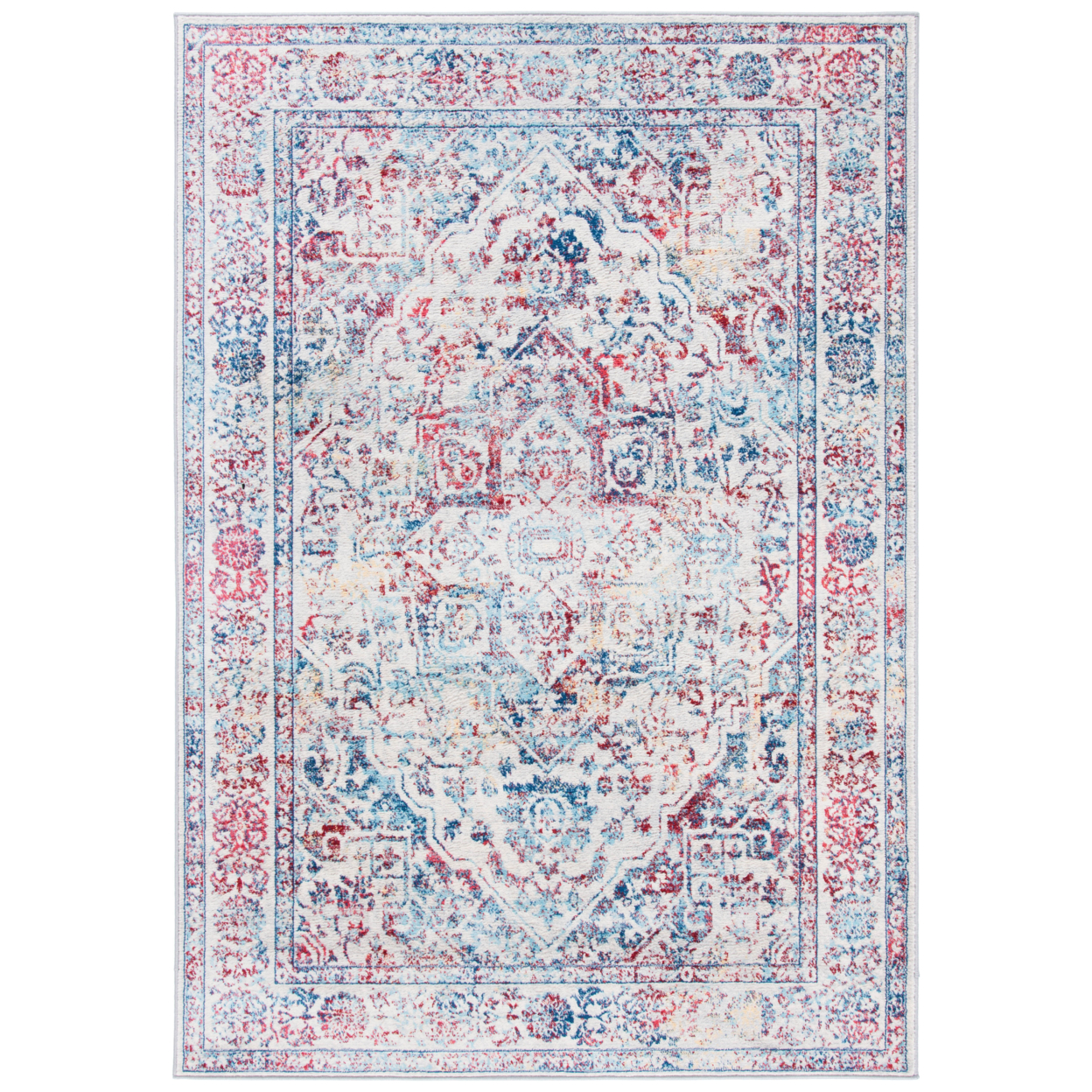 SAFAVIEH Brentwood Collection BNT832B Ivory / Blue Rug - 5-3 X 7-6
