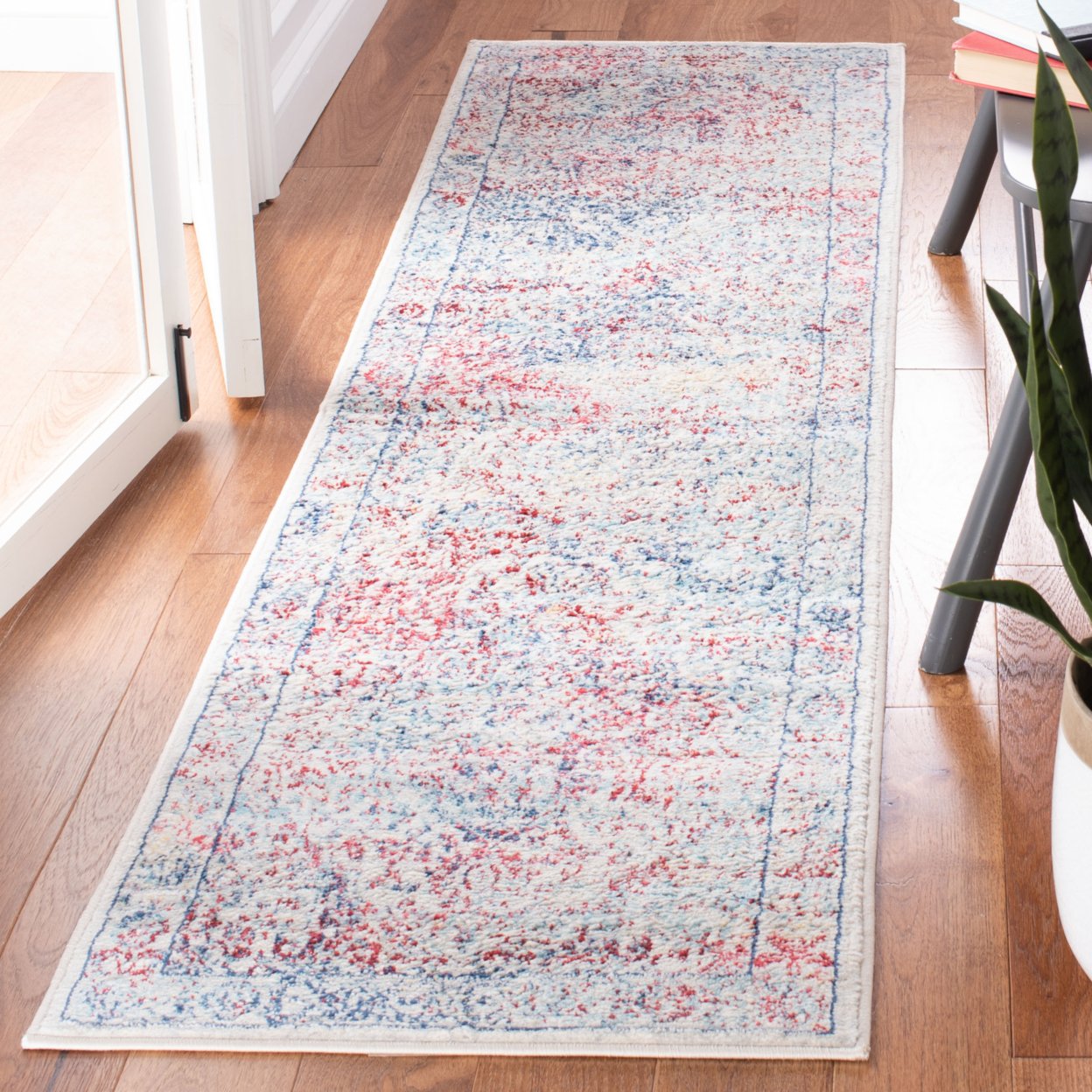 SAFAVIEH Brentwood Collection BNT832B Ivory / Blue Rug - 2' X 12'