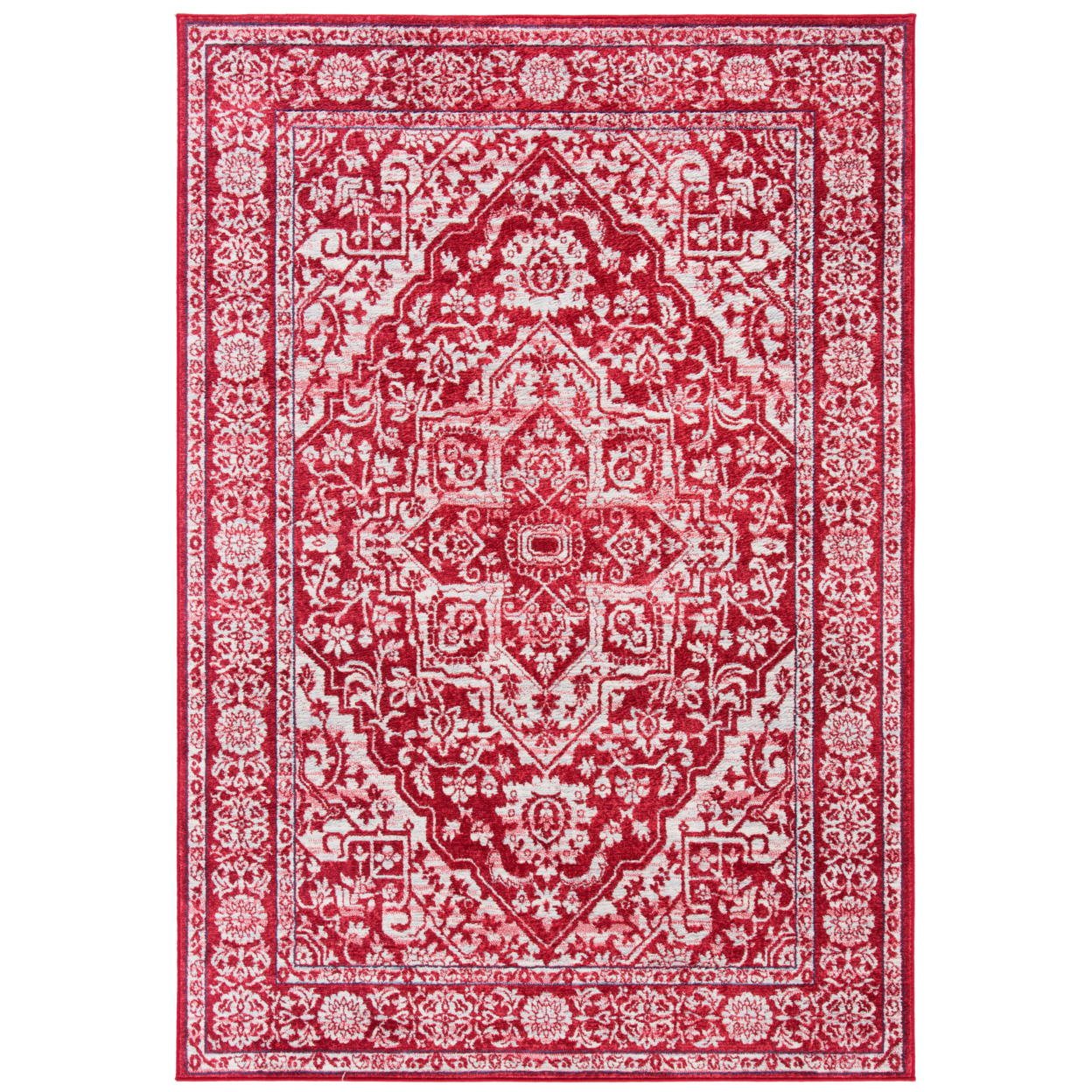 SAFAVIEH Brentwood Collection BNT832Q Red / Ivory Rug - 5-3 X 7-6