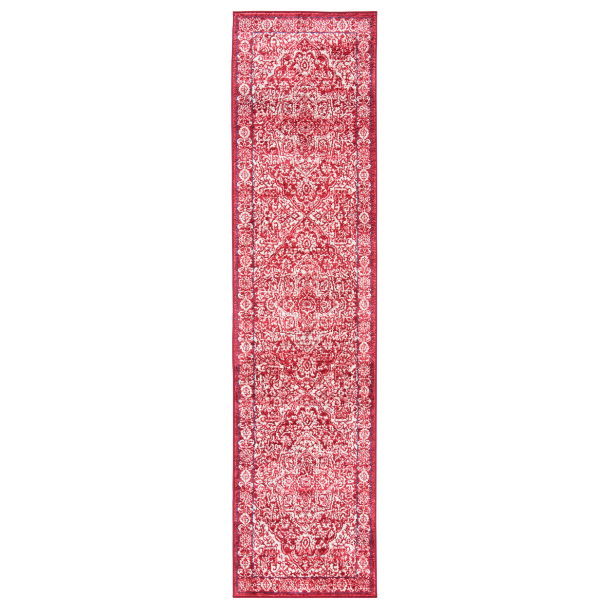 SAFAVIEH Brentwood Collection BNT832Q Red / Ivory Rug - 2 X 8