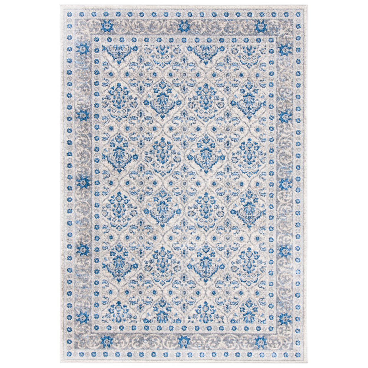 SAFAVIEH Brentwood Collection BNT870A Ivory / Blue Rug - 2 X 8