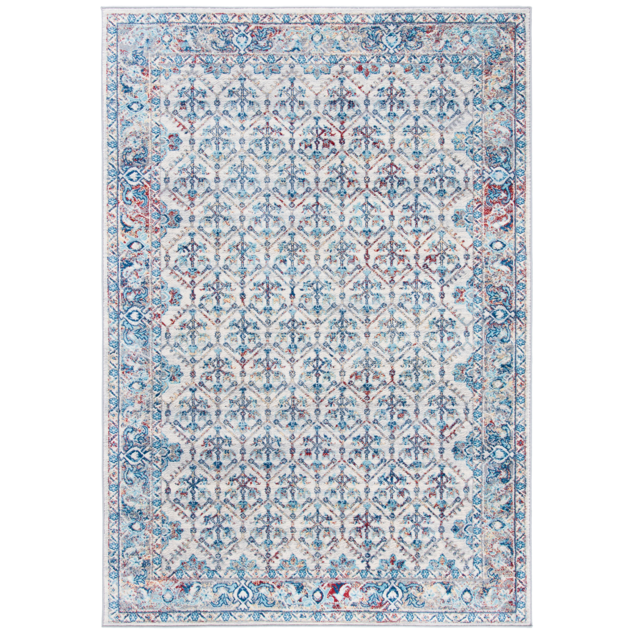 SAFAVIEH Brentwood Collection BNT869A Ivory / Blue Rug - 2 X 8