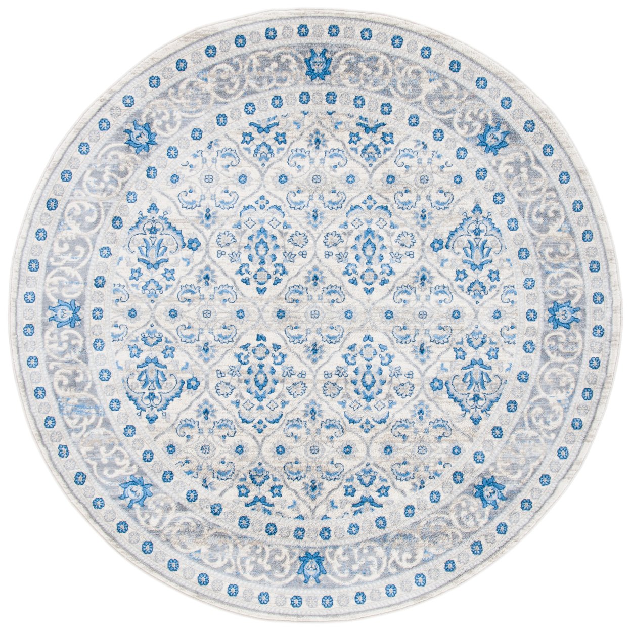 SAFAVIEH Brentwood Collection BNT870A Ivory / Blue Rug - 6-7 X 6-7 Round