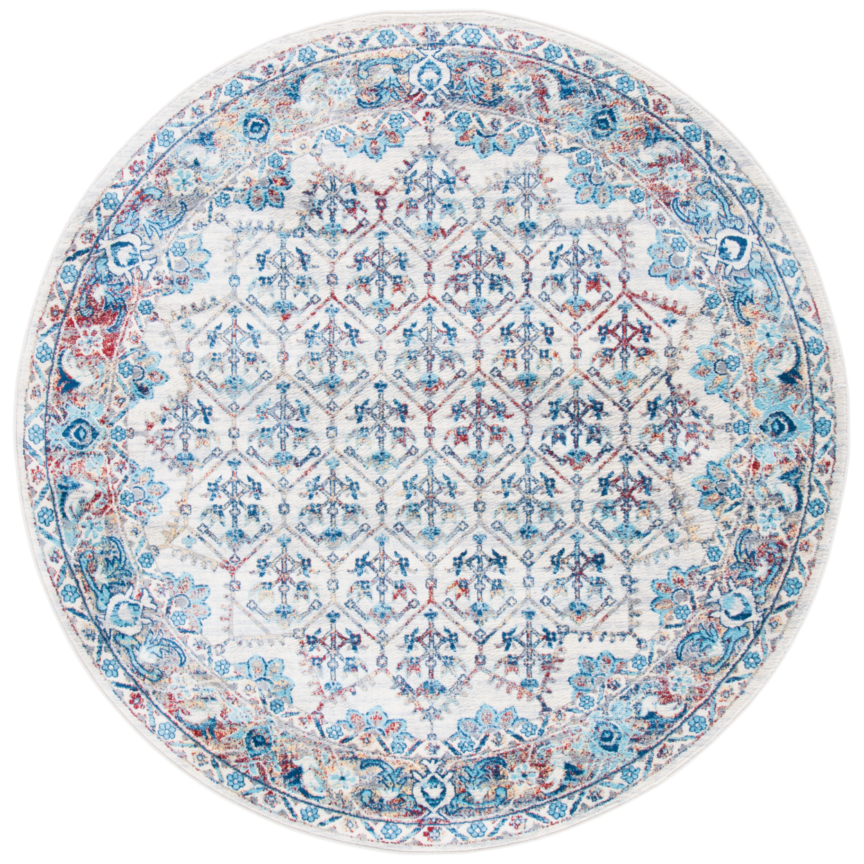 SAFAVIEH Brentwood Collection BNT869A Ivory / Blue Rug - 6-7 X 6-7 Round