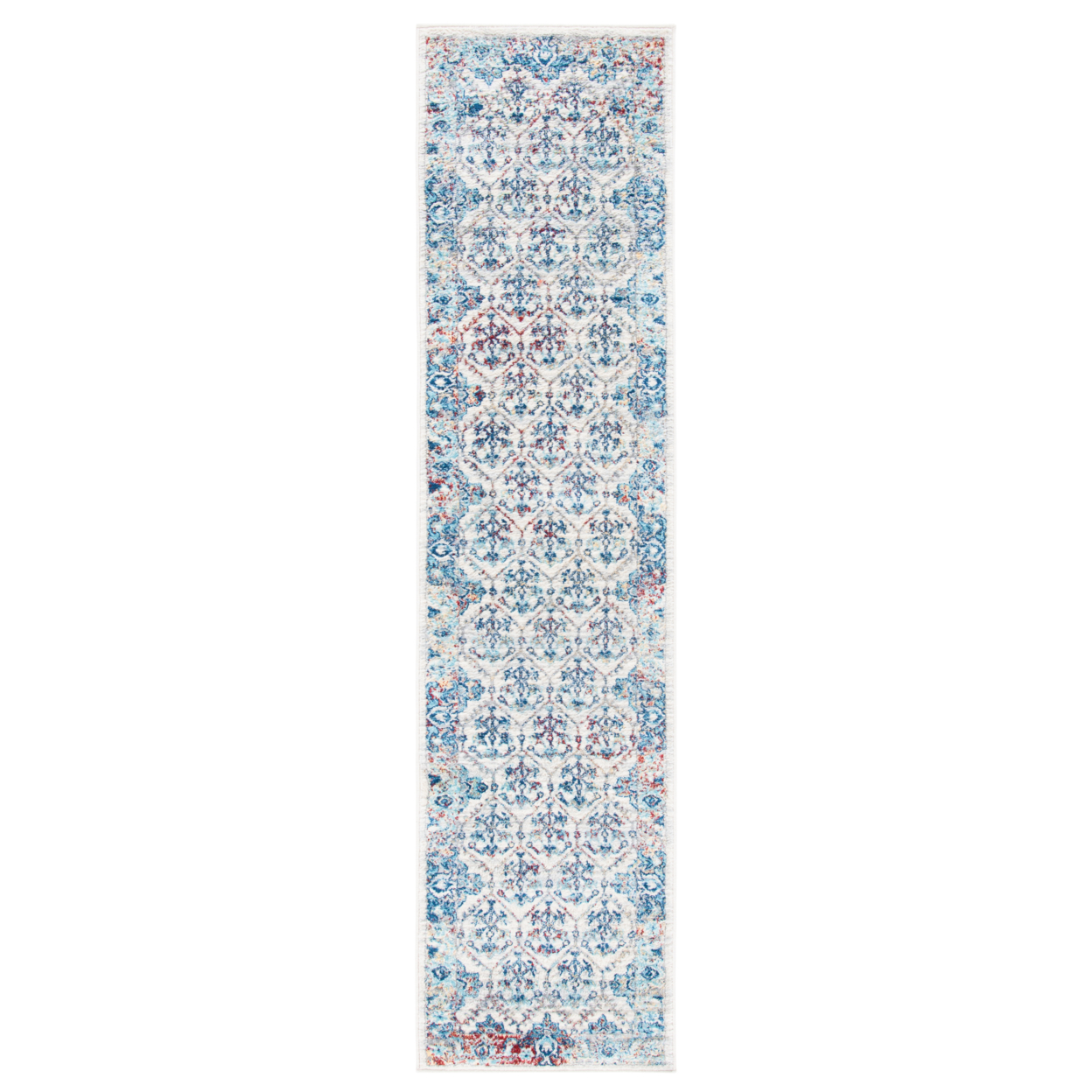 SAFAVIEH Brentwood Collection BNT869A Ivory / Blue Rug - 2 X 8