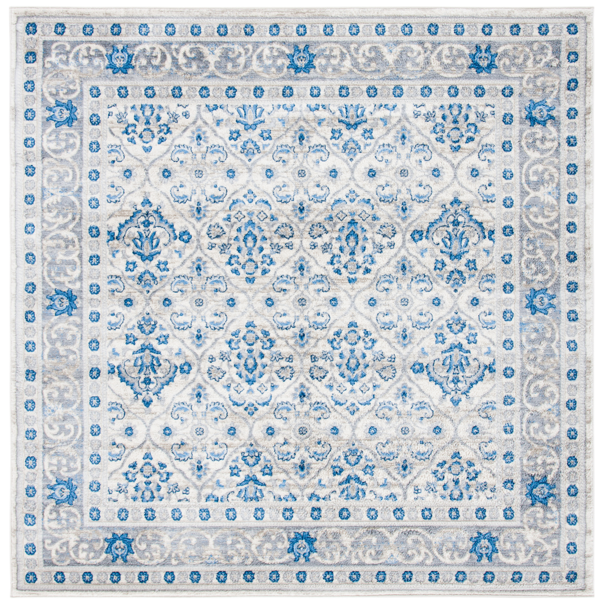 SAFAVIEH Brentwood Collection BNT870A Ivory / Blue Rug - 6-7 X 6-7 Square