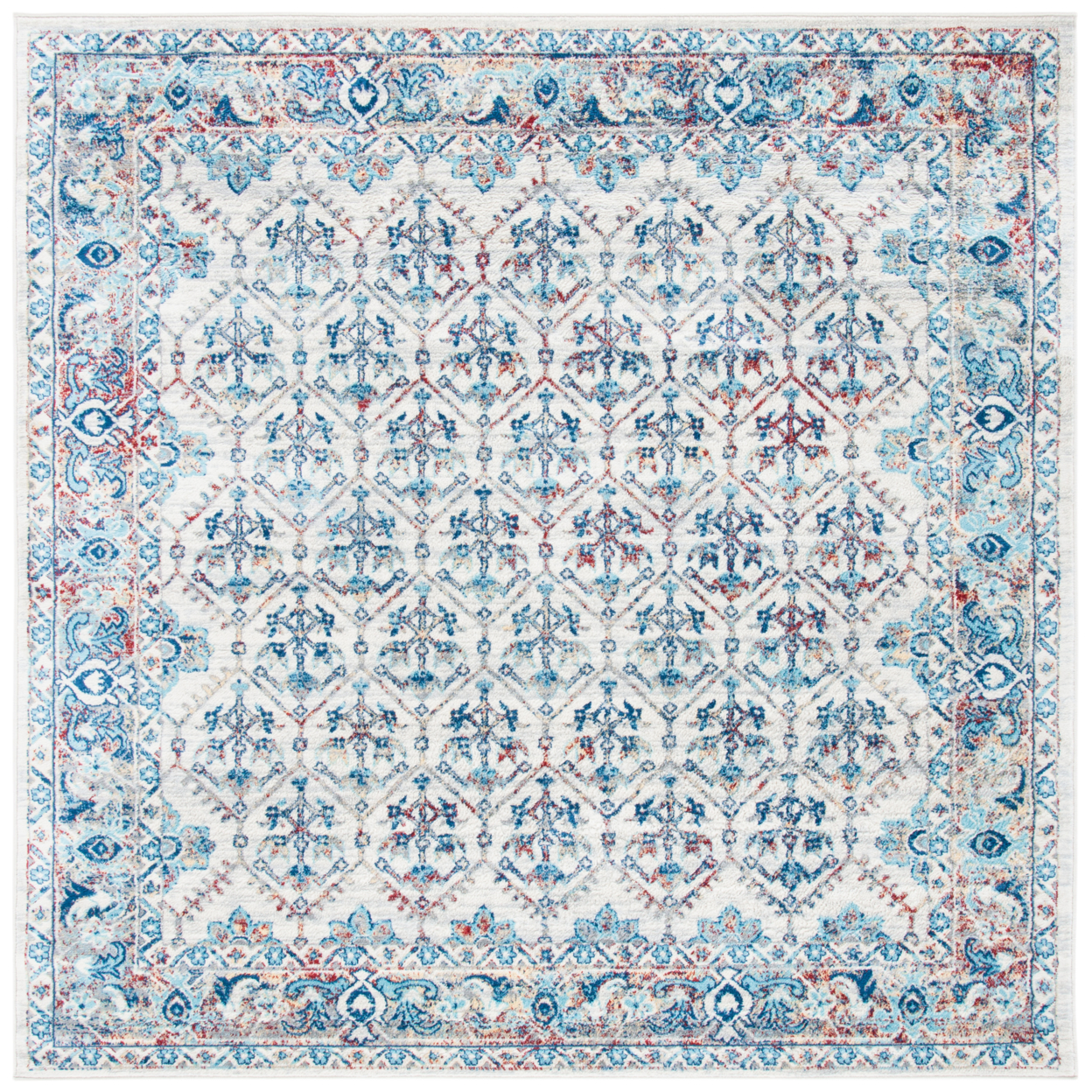 SAFAVIEH Brentwood Collection BNT869A Ivory / Blue Rug - 8' Square
