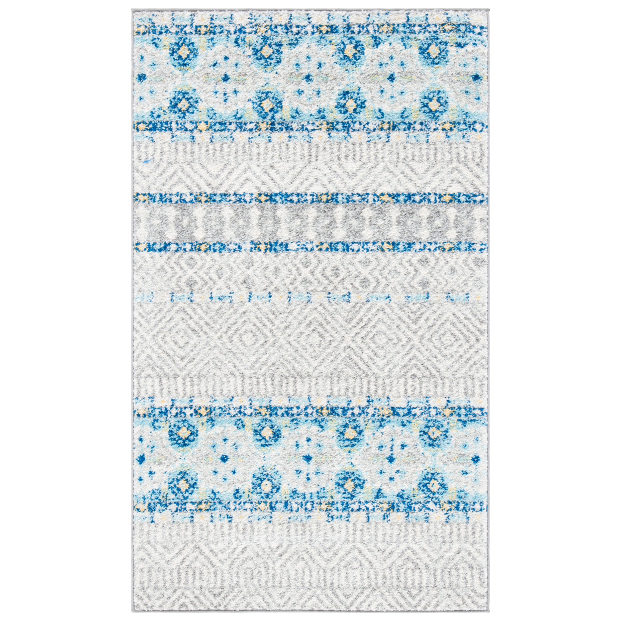 SAFAVIEH Madison Collection MAD797G Grey / Turquoise Rug - 6-7 X 6-7 Square
