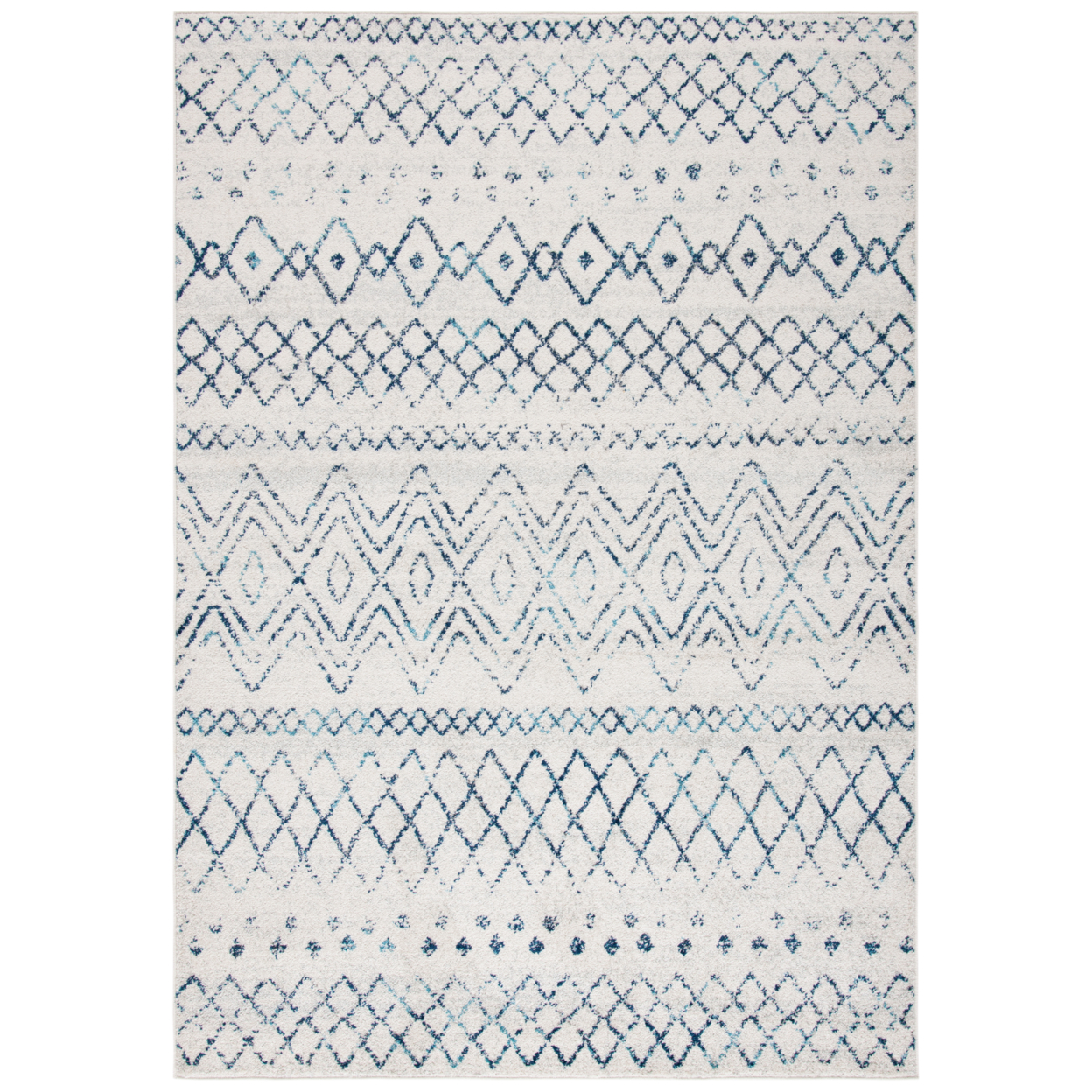 SAFAVIEH Madison Collection MAD798E Ivory / Navy Rug - 5 X 5 Square