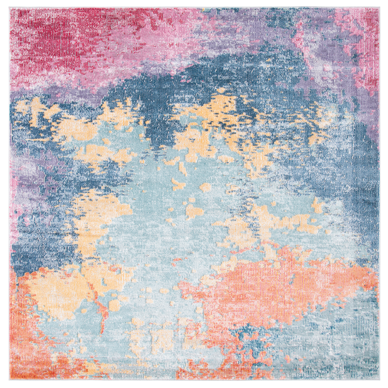 SAFAVIEH Porcello Collection PRL990M Blue / Pink Rug - 6' 7 Square