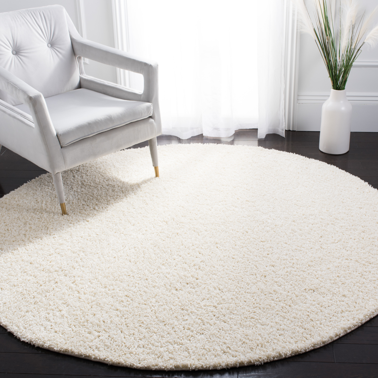SAFAVIEH Primo Shag Collection PRM300A Ivory Rug - 5' Round
