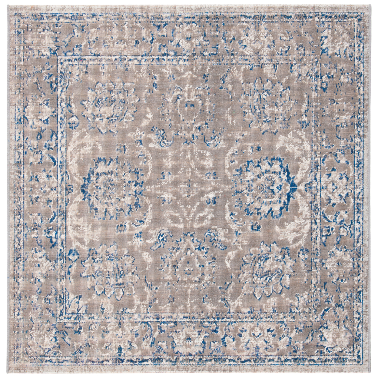 SAFAVIEH Patina Collection PTN316B Taupe / Blue Rug - 4' Square