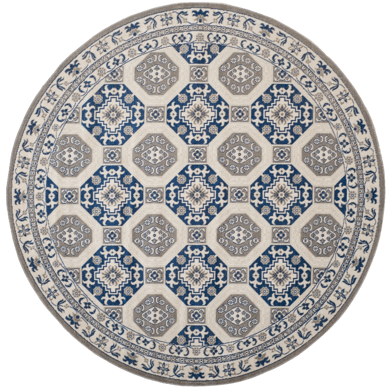 SAFAVIEH Patina Collection PTN320D Blue / Ivory Rug - 6' 7 Round