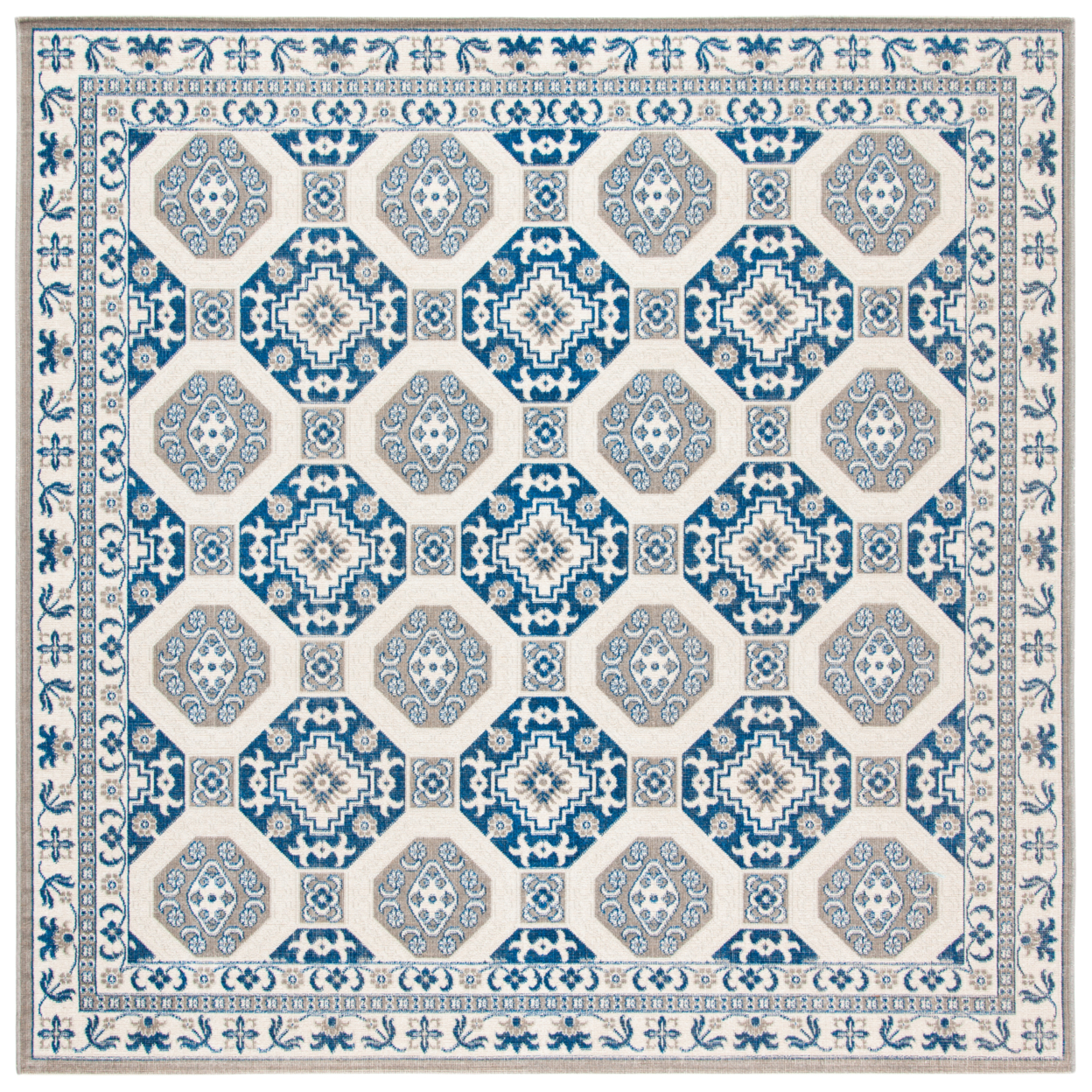 SAFAVIEH Patina Collection PTN320D Blue / Ivory Rug - 6' 7 Square