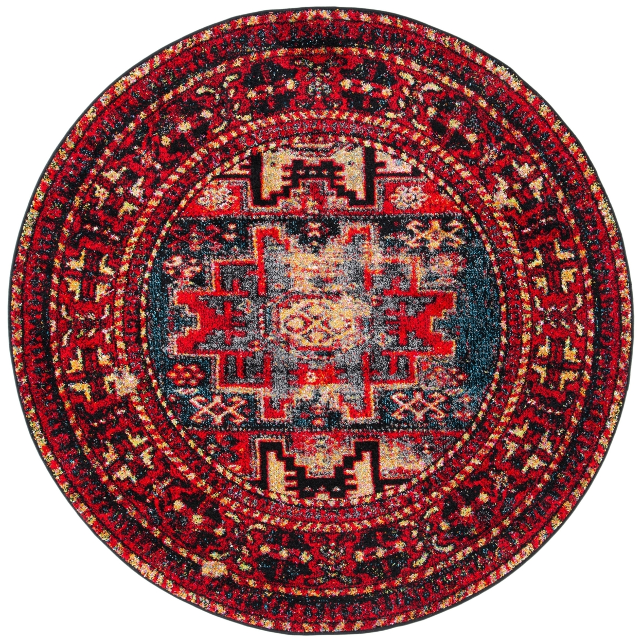 SAFAVIEH VTH213A Vintage Hamadan Red / Multi - 8' Round